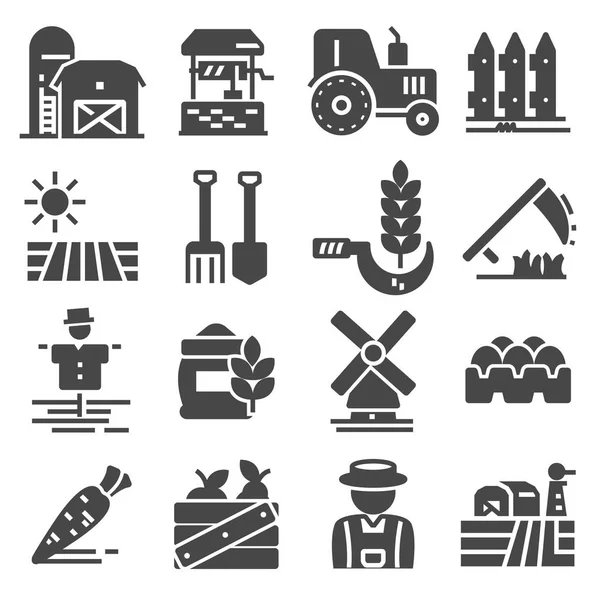 Conjunto de iconos de agricultura y agricultura — Vector de stock