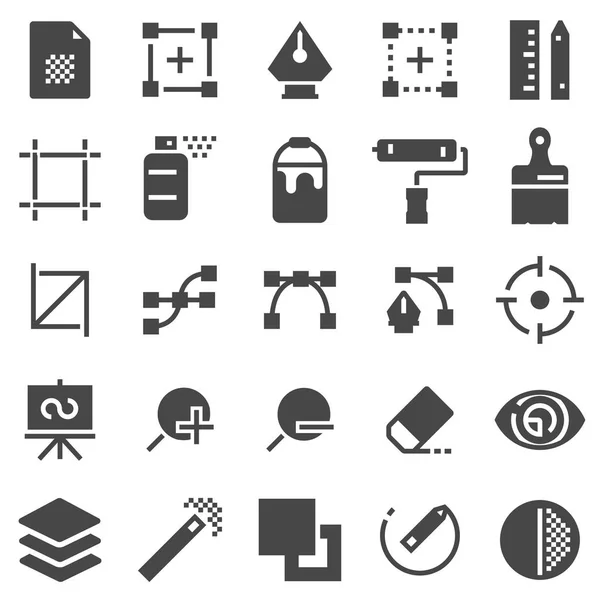 Vektor-Grafik-Design, Kreativ-Paket, stationär, Software-Icons gesetzt lizenzfreie Stockillustrationen