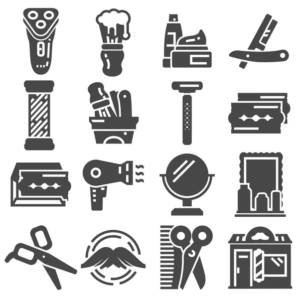 Set van kapper winkel pictogrammen — Stockvector