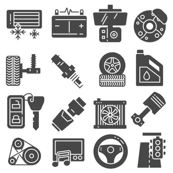 Illustrazione vettoriale Car parts line icons set . — Vettoriale Stock