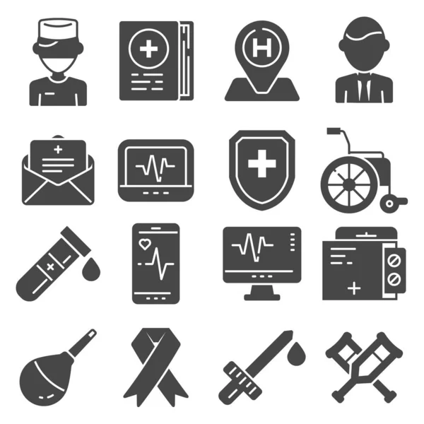 Iconos planos médicos establecidos sobre fondo blanco — Vector de stock