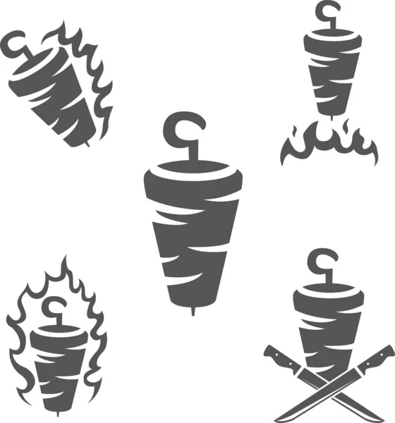 Vector Grey Kebab Icons Set on White Background — Stock Vector