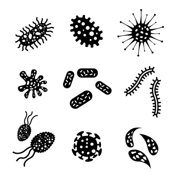 分離されたウイルスと細菌のセット. — ストックベクタ