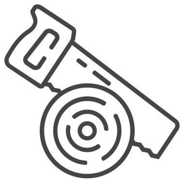 Beyaz arkaplanda el testeresi ile ağaç kesme simgesi