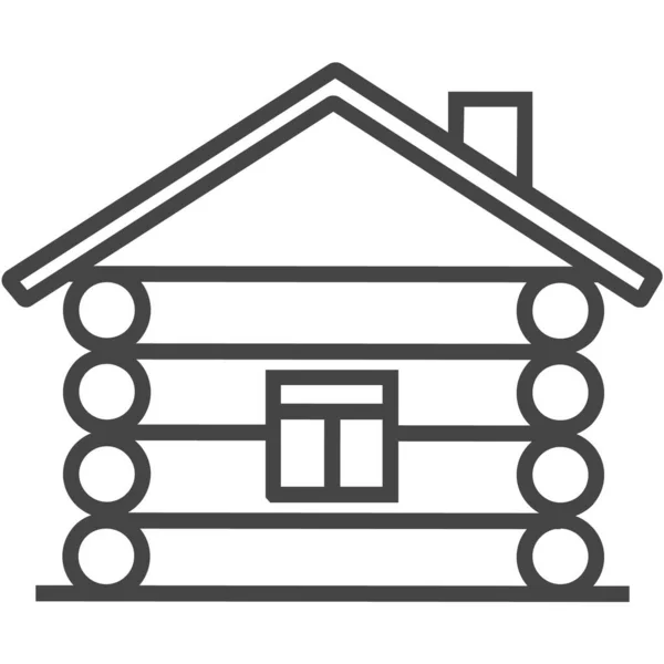 Holz Haus Linie Symbol auf weißem Hintergrund — Stockvektor