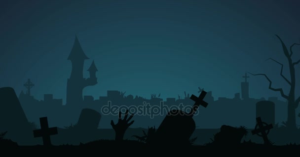 Старое кладбище с молнией. На Хэллоуин . — стоковое видео