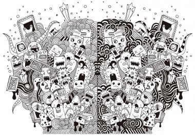 Çizilmiş küçük komik canavar boyama