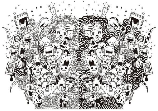 Çizilmiş küçük komik canavar boyama