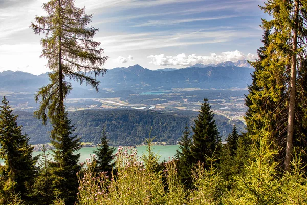 Panorama Dos Alpes Austríacos Lago Ossiacher Veja Com Montanhas Das — Fotografia de Stock