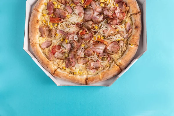 Pizza Mesa Cor Azul Claro — Fotografia de Stock
