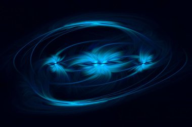 Fütürist görünümlü, mavi renklerde oval şekil yarattı