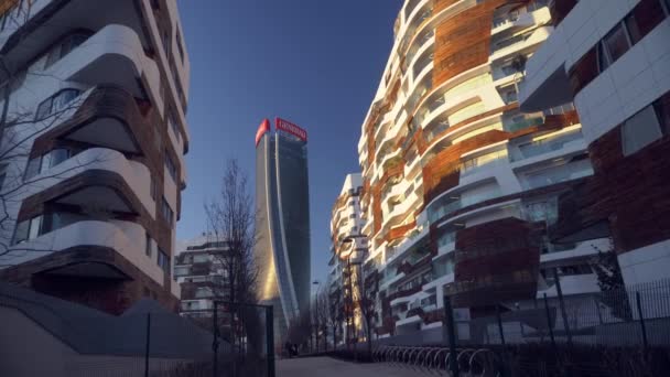 Mailand Italien 2020 Moderne Architektur Und Turm Einem Neuen Geschäfts — Stockvideo