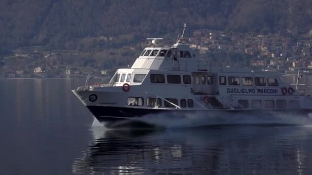 Lac Côme Italie Mars 2020 Bateau Passagers Hydroptère Tour Bateau — Video