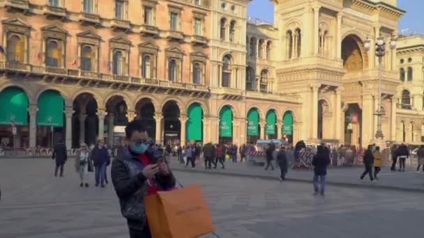 Milan Italy March 2020 People Protective Masks Panic Chinese Viral — Stock Video