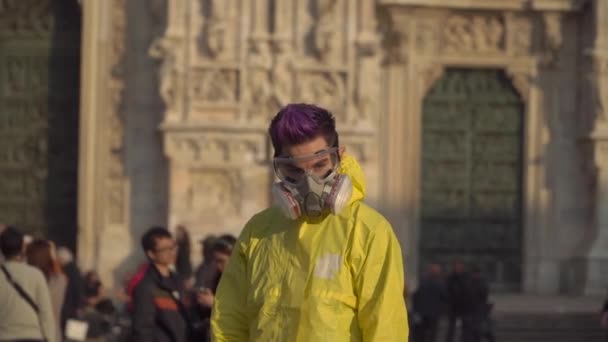 Mediolan Włochy Marca 2020 Osoby Maskach Ochronnych Panika Przed Chińską — Wideo stockowe