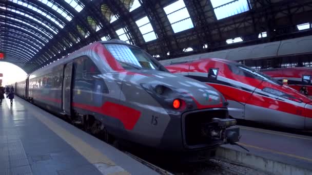 Milan Italy 2020 Railway Station City Center Italian High Speed — Stock Video