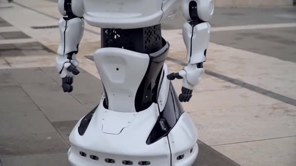 Milan Italy March 2020 Robot Walks City Streets People Take — Stock Video