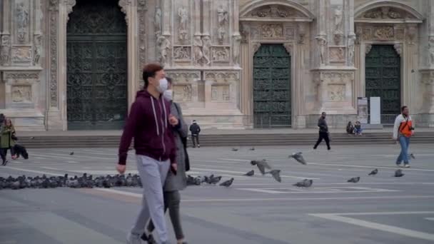 Milano Italien Mars 2020 Öde Gatorna Staden Karantänen Från Covid19 — Stockvideo