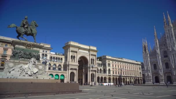 Milan Italy March 2020 Empty Square Front Duomo Cathedral Panic — Stock Video