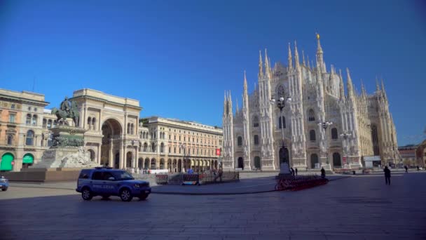 Milaan Italië Maart 2020 Leeg Plein Voor Kathedraal Paniek Van — Stockvideo