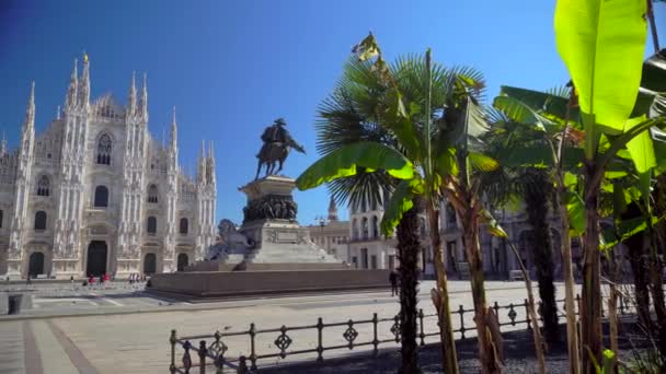 Milano Marzo 2020 Piazza Vuota Fronte Duomo Panico Dalla Corona — Video Stock