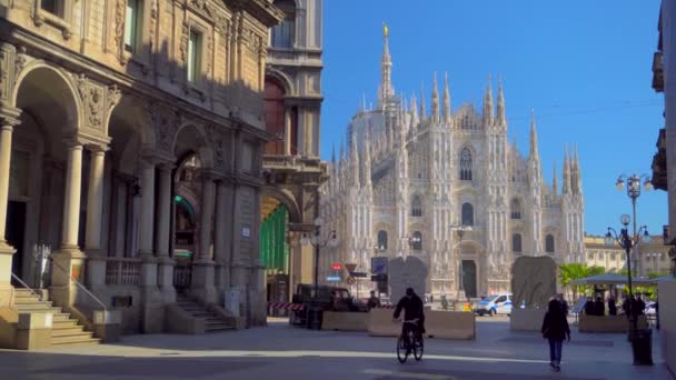 Milaan Italië Maart 2020 Leeg Plein Voor Kathedraal Van Duomo — Stockvideo