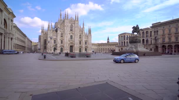 Milão Itália Março 2020 Praça Vazia Frente Catedral Pânico Coroa — Vídeo de Stock