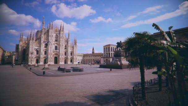 Mediolan Włochy Marca 2020 Pusty Plac Przed Katedrą Panika Przed — Wideo stockowe