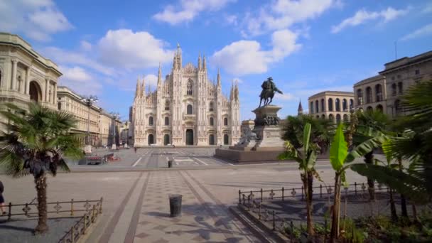 Milán Italia Marzo 2020 Plaza Vacía Frente Catedral Panic Chinese — Vídeos de Stock