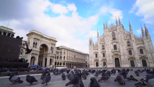 Milan Italie Avril 2020 Place Vide Devant Cathédrale Panique Couronne Séquence Vidéo Libre De Droits