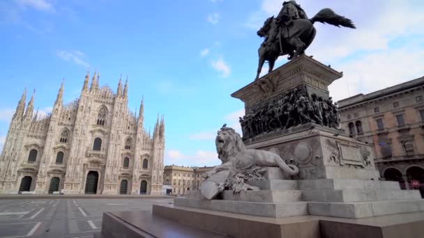 Milano Italien Mars 2020 Tomt Torg Framför Katedralen Panik Från — Stockvideo