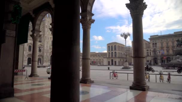 Milano Italien Mars 2020 Tomt Torg Framför Katedralen Panik Från — Stockvideo