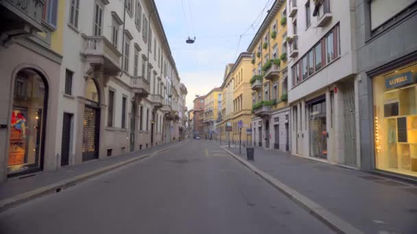 Milan Italie Avril 2020 Les Rues Désertes Ville Pendant Quarantaine Clip Vidéo