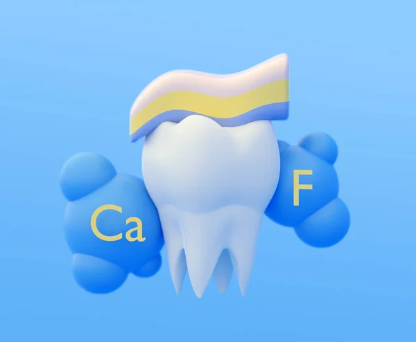 Clean White Healthy Strong Tooth Molar Calcium Fluoride Toothpaste Illustration — Stock Photo, Image