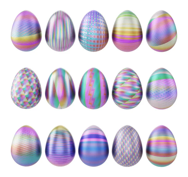 Colored Easter Eggs Stand Row Isolated Background Illustration — Stock Photo, Image