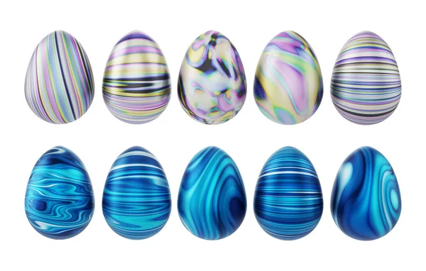Ovos Páscoa Coloridos Estão Uma Fileira Fundo Isolado Ilustração — Fotografia de Stock