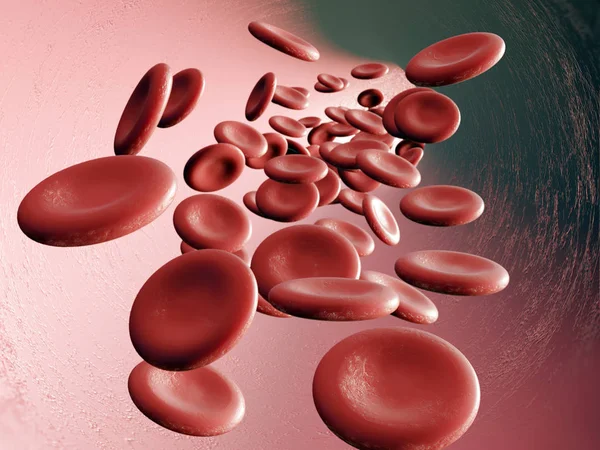 Bir Kan Damarındaki Sağlıklı Kırmızı Kan Hücreleri Illüstrasyon — Stok fotoğraf