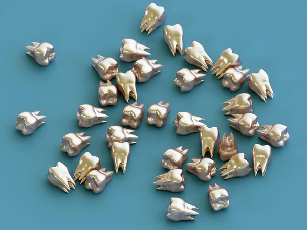 Golden teeth, gold crown teeth. 3d illustration