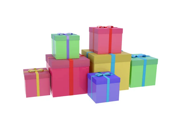 Cajas Regalo Multicolor Vacaciones Ilustración — Foto de Stock