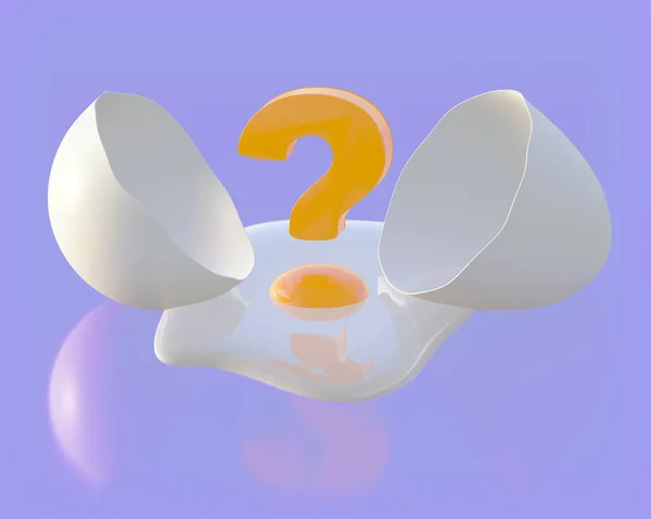 Ponto Interrogação Aparece Uma Casca Ovo Ilustração — Fotografia de Stock