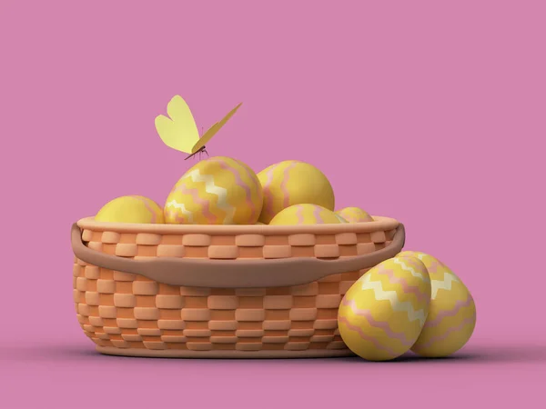 Coloridos Huevos Pascua Pintados Cesta Ilustración — Foto de Stock