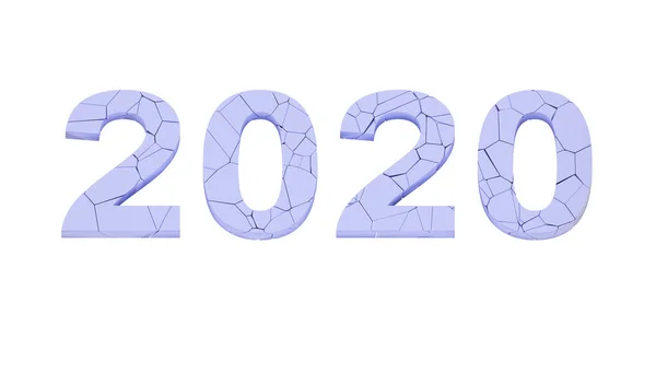 在白色背景下打破了2020年 2020年的数字被销毁 即2020年的旧年份或2020年的萧条 市场衰退和流行病 3D说明 — 图库照片