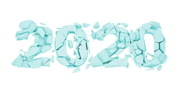 Broken 2020 Year White Background Number 2020 Destroyed Represents Old — Stock Photo, Image