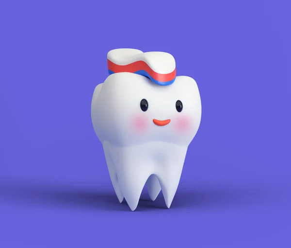 Cute Szczęśliwy Uśmiechnięty Ząb Fryzurą Pastę Zębów Czysty Ząb Mycie — Zdjęcie stockowe