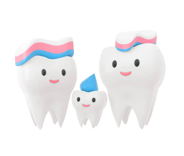 Χαριτωμένη Χαρούμενη Οικογένεια Δοντιών Χτένισμα Οδοντόκρεμας Καθαρίστε Την Έννοια Των — Φωτογραφία Αρχείου
