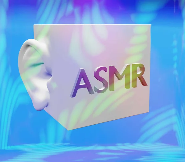 Mikrofon Asmr Dengan Telinga Respon Sensor Meridian Otonom Ilustrasi — Stok Foto