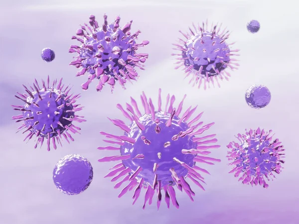 Sebuah Ilustrasi Dari Sel Sel Virus Ungu Mengkilap Material Ilustrasi — Stok Foto