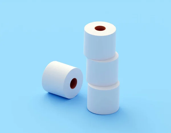 Papier Toilette Blanc Gros Plan Isolé Sur Fond Bleu Illustration — Photo