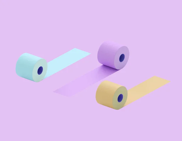 Papel Higiénico Multicolorido Rolos Coloridos Papel Higiênico Azul Roxo Amarelo — Fotografia de Stock