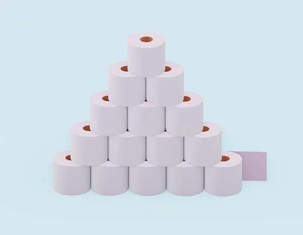 Een Piramide Van Toiletpapier Een Lite Achtergrond Illustratie — Stockfoto
